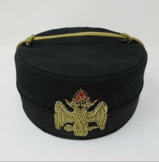 Vintage Masonic Wool Scottish Rite 32nd Degree Double Eagle Freemason Hat 6 3/4