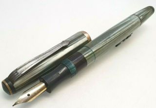 GREEN MARBLE styl fountain pen piston filler antique VINTAGE 1950 ' s Hungary 3