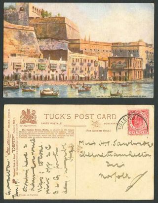 Malta Gibraltar 1d 1911 Old Tuck 
