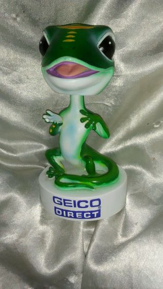 Rare Geico Gecko Lizard Direct Insurance Bobble Head Advertising Desk Top