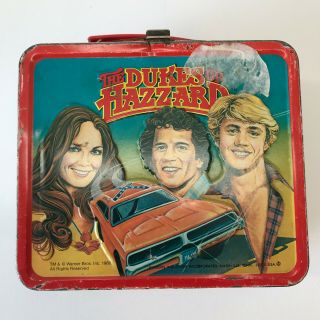 Rare Vintage Antique 1980 Eighties The Dukes Of Hazzard Metal Lunch Box Thermos