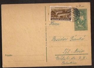 Hungary Old Uprated Postal Stationery Postcard Sent To Tel Aviv Palestine 1938