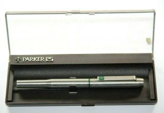 Vintage Parker 25 Fountain Pen,  F - Fine Stainless Steel Nib,  Green Trim