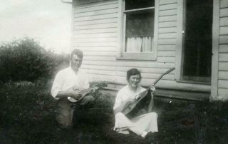 Zz648 Vtg Photo Man & Woman,  Mandolin And Guitar C Early 1900 