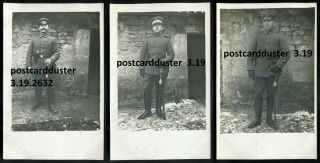2632 - Germany Military 1910s Set Of 3 Officers.  Sabers.  Real Photo Postcard