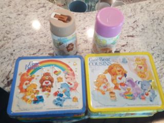 Vintage Care Bears Lunch Boxes 1980s With Thermos