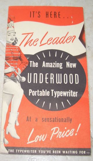 Vintage 1950s Underwood Portable Typewriter Brochure