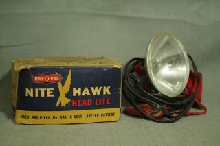 Vintage Old Rayovac Ray - O - Vac Nite Hawk Head Lite Flashlight