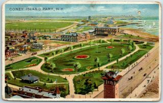 Vintage Hold - To - Light Postcard " Coney Island Park " Bird 