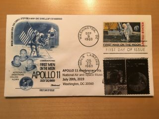 Very Rare Apollo 11 Double Cancelled First Day Cover With 50th Moon Stamp