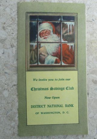 Pre Wwii Christmas Club Flyer District National Bank Of Washington D.  C.
