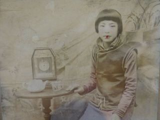1 China Colored Photograph Manchu Prostitute 1900 Shanghai 89 Peking Hong Kong
