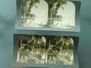 2 Rare Vintage Keystone Stereoview Photo Card Early Gainesville Fl Indian River