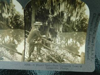2 Rare Vintage Keystone Stereoview Photo Card Early Gainesville FL Indian River 2