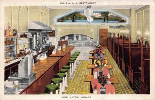 Linen Postcard Ellis A.  A.  A.  Restaurant In Huntington,  Indiana 117053