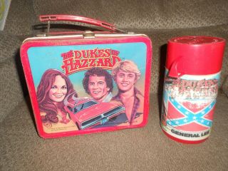 Vintage 1980 The Dukes Of Hazzard Metal Lunch Box And Thermos - Warner Bros.