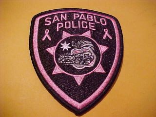 San Pablo California Breast Cancer Police Patch Shoulder Size Pink
