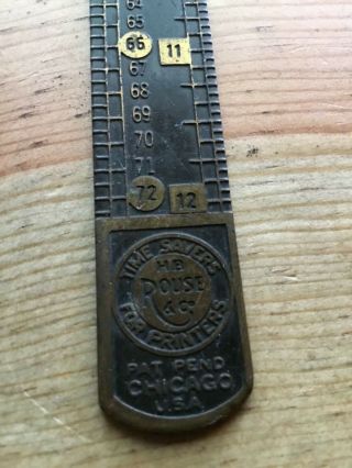 Antique Hb Rouse Brass Printers Ruler Early 1900 