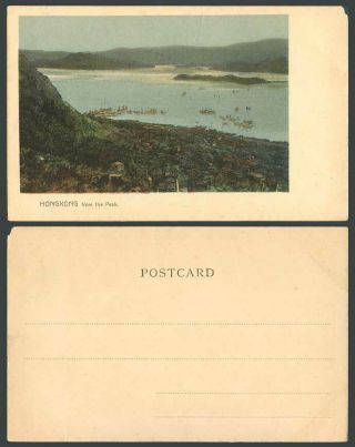 Hong Kong China C1900 Old Colour Ub Postcard Harbour Panorama From The Peak Boat