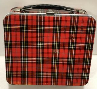 Vintage Red & Black Plaid Aladdin Lunch Box With Thermos