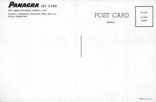 Postcard Panagra Sky Card Pan American - Grace Airways Inc 122200 2