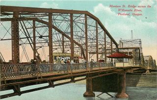 Vintage Postcard Morrison Street Bridge Across The Willamette Portland Or