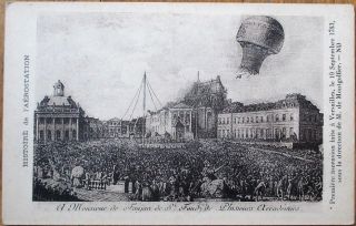 Hot Air Balloon 1915 French Aviation Postcard: Premier Ascension - Versailles 1783