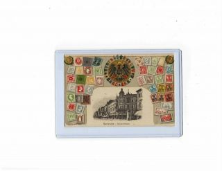 Germany Empire Embossed Postcard With Stamps Of German States 1907 Karlsruhe