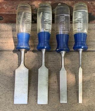 Vintage Craftsman 4pc.  Wood Chisel Set woodworking tool 1/4 to 1 Inch 5