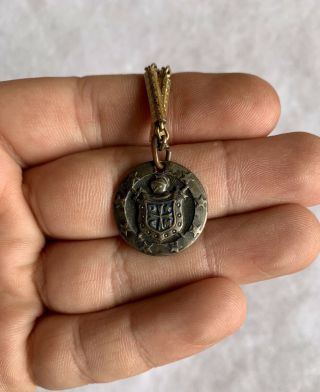 Antique Demolay Pendant On Gold Plated Watch Fob Masonic Fraternal