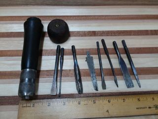 Vtg Wooden Handle Multi Tool Screwdriver 8 Bits Millers Falls Ma Pat Jan 14,  1868