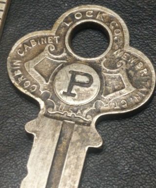 Unique Antique Corbin Key Ornate Batwing Bow CIRCLE P Logo 4