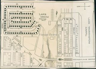 1931 Seattle Wa Real Estate Jw Wheeler Lake Union Canal Map Vintage Photo 8x10