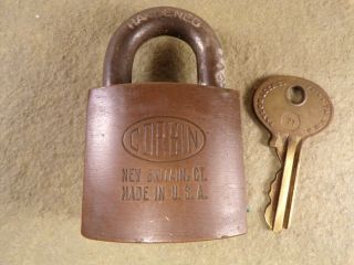 Vintage Corbin Lock Co Padlock With Key Old Lock Gate Chest Chain Door Lock