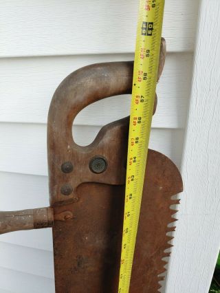 Vintage One Man Crosscut Saw With Helper Handle Warranted Superior 4