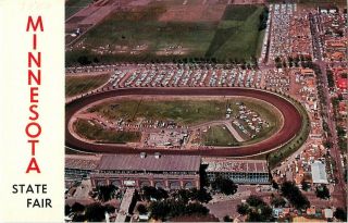 C1950s Aerial View Of Grandstand And Race Track,  Minnesota State Fair Postcard