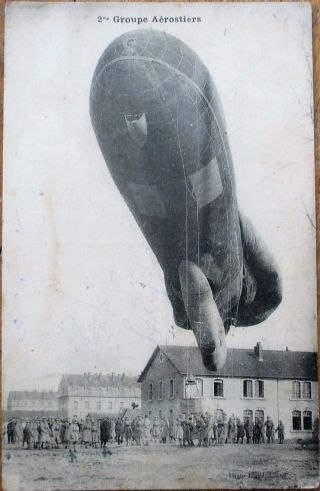 Airship/dirigible/blimp 1915 French Aviation Postcard: 2me Groupe Aerostiers