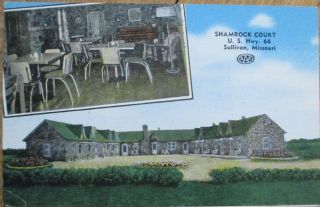 Sullivan,  Mo 1940s Postcard: Route 66,  Shamrock Court Motel - Missouri