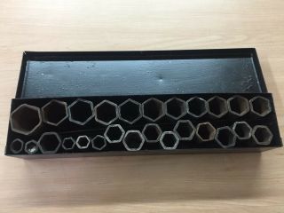 Vintage Collectible 26 Sockets In Metal Box