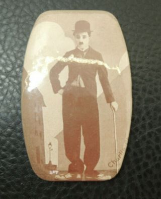 Antique Pocket Picture Mirror Of Charlie Chaplin C.  1920s