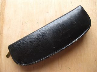 Vintage Black Leather Pen Case/holder For Two Fountain Or Ballpoint Pens