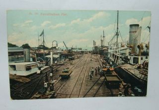 Swettenham Pier George Town Penang Malaysia Postcard Photo Singapore Stamp 1910