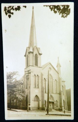 Vtg Antique 1910s Rppc Photo Postcard German Me Methodist Church Scranton Pa