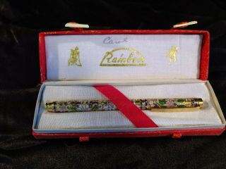 Asian Enameled Rainbow Cloisonne Ballpoint Pen With Case (b)