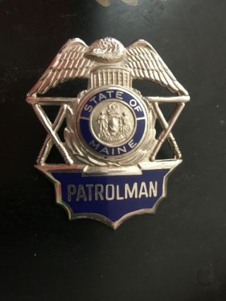 State Of Maine Patrolman Police Hat Badge