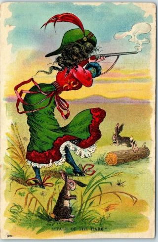 1908 Julius Bien Country Life Series Postcard Cowgirl Gun Rifle Pale Of The Hare