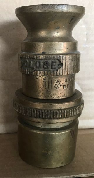 Vintage Brass Fire Nozzle W.  D.  Allen Co.  5” Gently LQQK 2