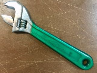 Vintage Diamalloy 6 " Adjustable Wrench Diamond Tool & Horseshoe Green Handle