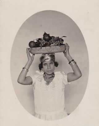 Silver Photograph Snapshot Middle East Woman With Fruit 1900
