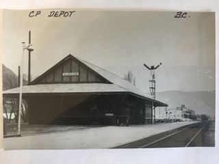Salmon Arm Bc Canada Cp Rr Station Railroad Depot Bw Real Photo Postcard Rppc